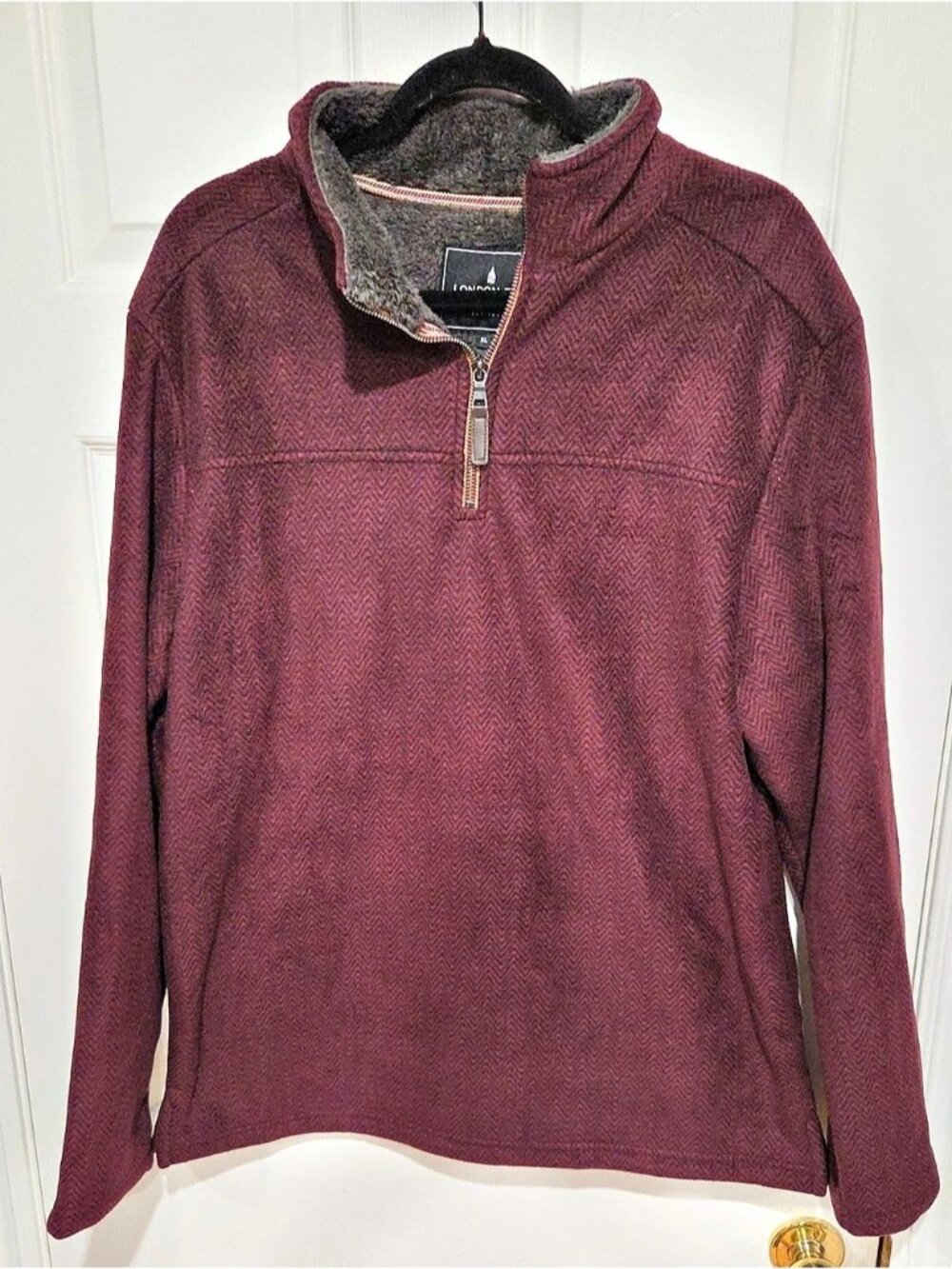 London Fog Men's Half Zip Long Sleeve Warm Sherpa Lined Pullover Sweater XL